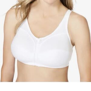 Comfort Choice Cotton Wireless Bra White Full Coverage Size 54DDD